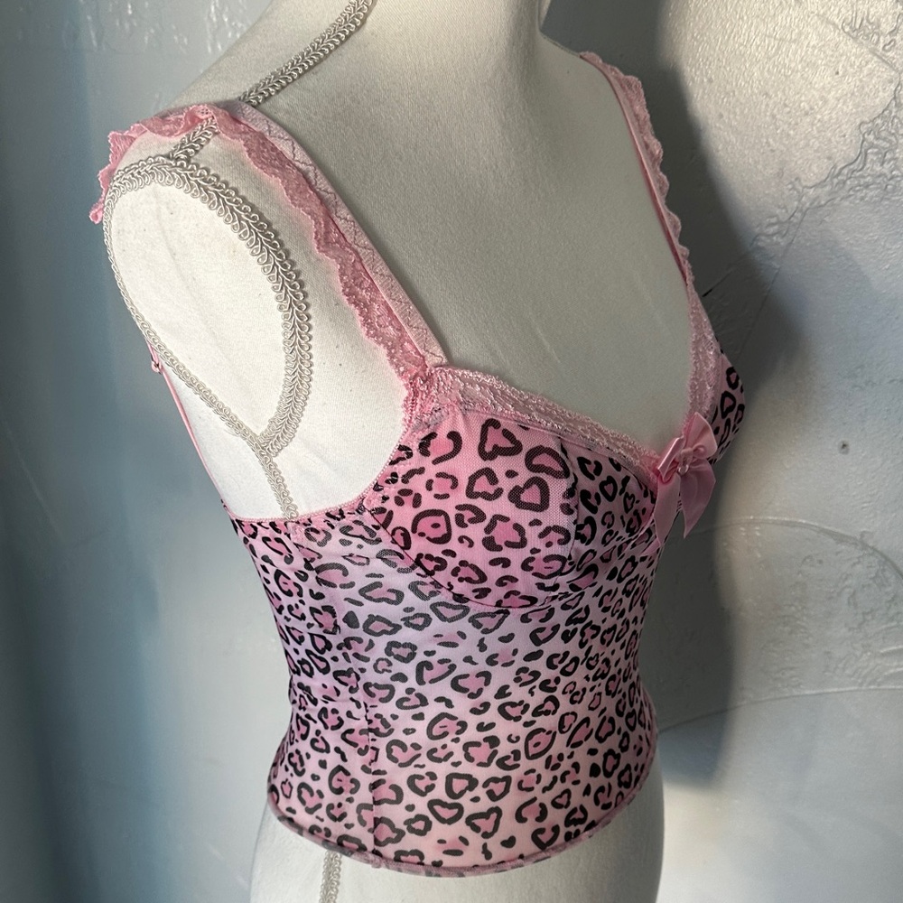 ROMWE Pink Animal Print Lace Camisole - Picture 2 of 8